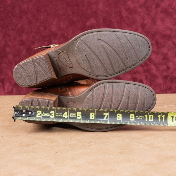 Born Women Alize Brown Leather Zip Wide Calf Strap Block Heel Knee Boots sz 10 - Picture 5 of 10